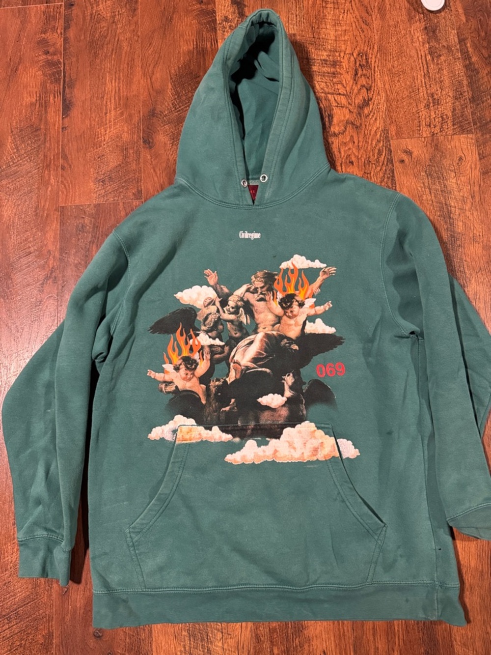 Civil Regime Green Graphic Hoodie Sweatshirt  #069 Cherub Design